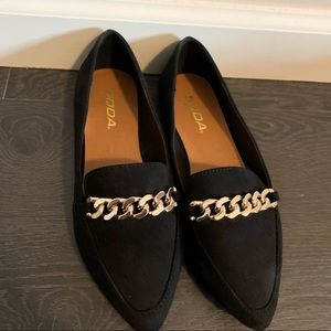 Black and Gold Loafer Shoes